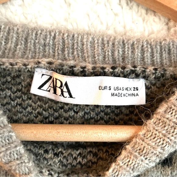 Zara Women's gray leopard print cropped sweater, Sz S - Picture 10 of 17